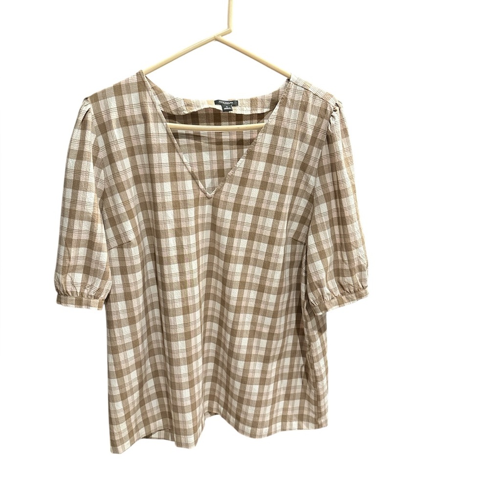 Ann Taylor Factory size XL Brown Plaid Shirt
